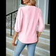 thumbnail image 4 of Blusas Informales de Verano para Mujer, con Cuello en V, Corta, Encaje Calado y Bonitas Blusas de Negocios Rosa XXL, 4 of 7