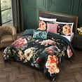 thumbnail image 6 of Bebejan Botanical Birds 5 Piece Comforter Set, Queen, Black,  100% Cotton Sateen, Reversible, All Season, Cozy Comfort, 6 of 10