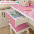 thumbnail image 4 of JOYMOR Kids 3-Piece Princess Makeup Activity Table Vanity Set, Pink, 4 of 8