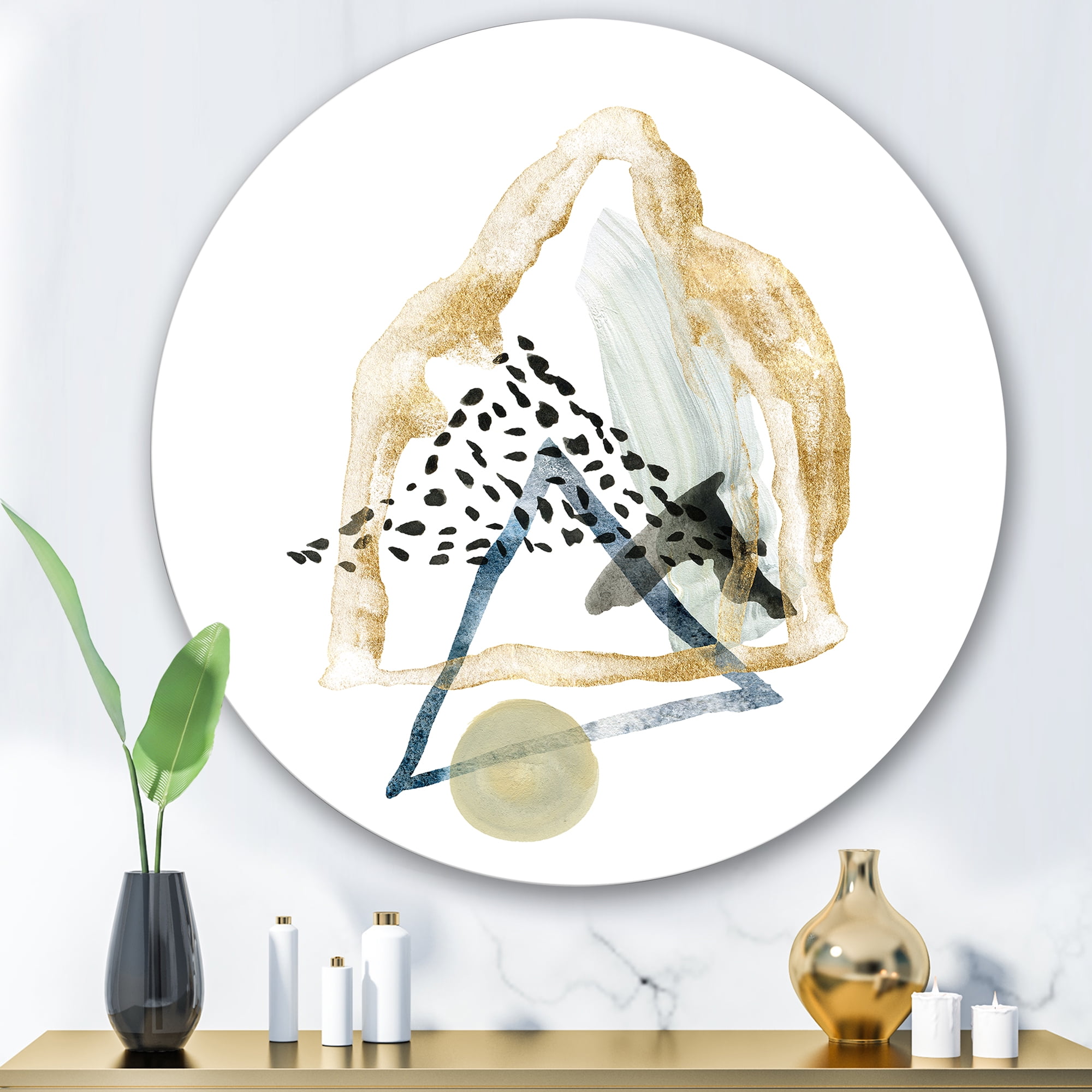 Designart 'Minimalistic Landscape of Moon With Mountains I' Modern Circle Metal Wall Art 29x29 - Disc of 29