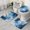 Blue White Marble, variant on Green Purple Gold Marble Pattern Bathroom Rugs Sets 3 Piece,Toilet Cover Set,Absorbent Non Slip Bathroom Mats Sets with U-Shaped Contour Rug Toilet Rug Set