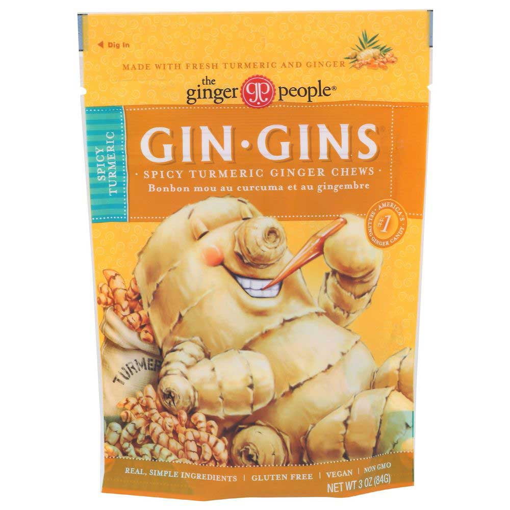 Ginger People Gin Gins Spicy Turmeric Ginger Chews, 3 Ounce 12 per
