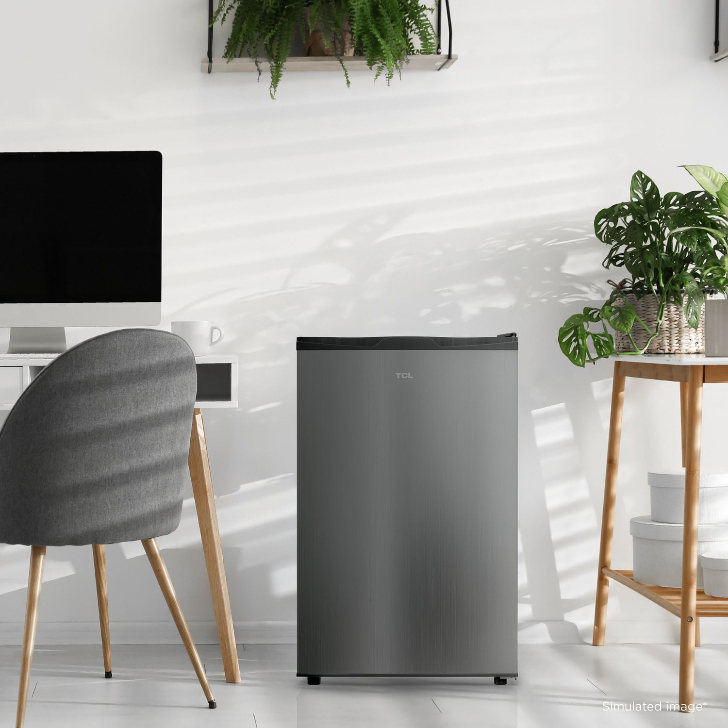 TCL Silver Single Door Compact Refrigerator without Freezer for Dorm, Office & Garage, 4.5 Cu. Ft.