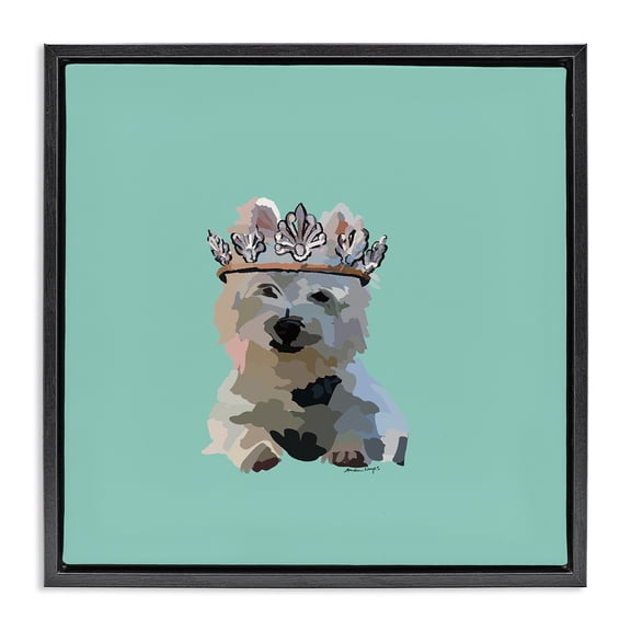 Stupell Industries Eclectic Westie Terrier with Crown Black Floating Frame Canvas Art, 18 x 18, by Amelia Noyes