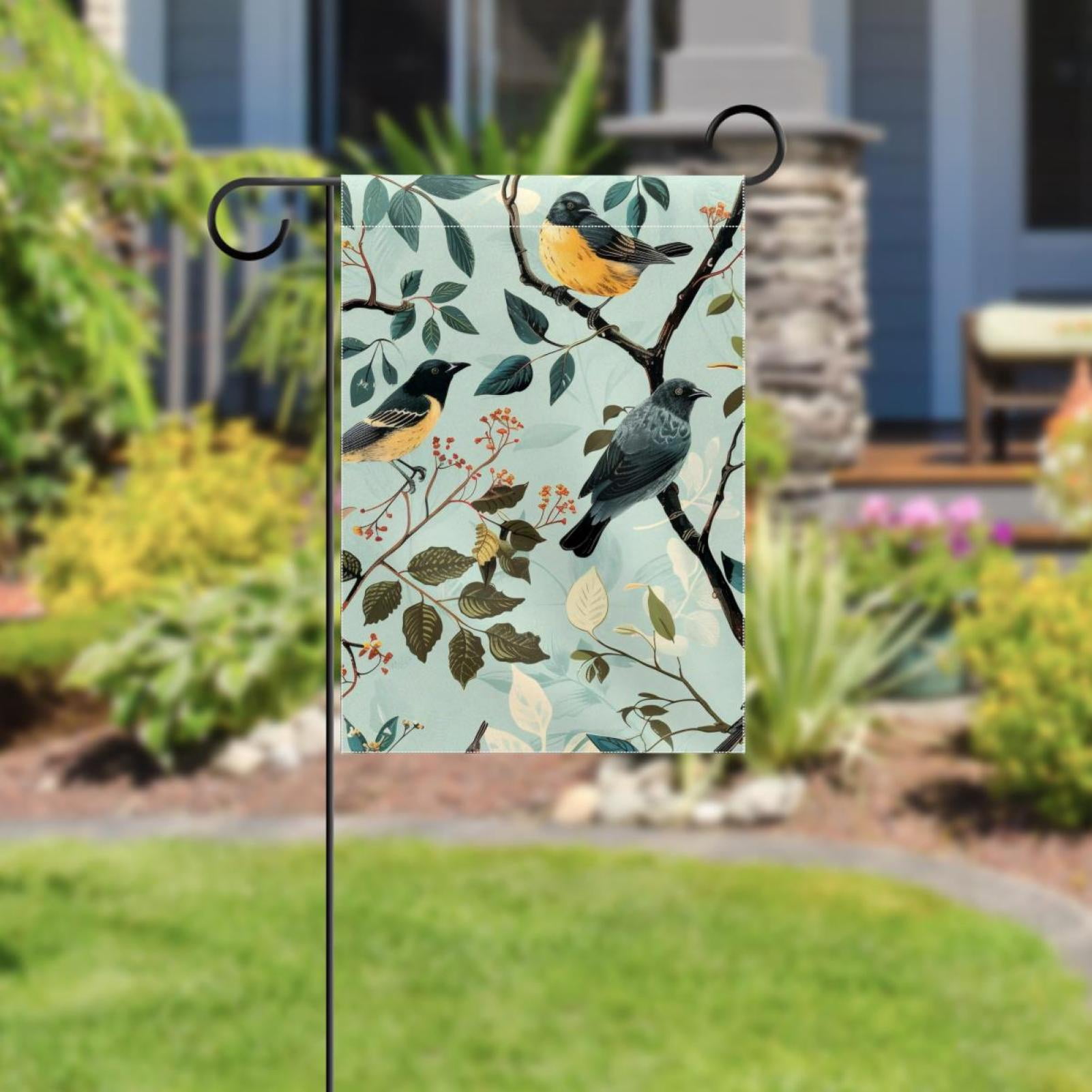 Birds on Branch Double Sided Garden Flag Decorative Weather Resistant Yard Flag, Large DIY Vertical Flag for Farmhouse Patio Lawn, 28x40 Inch