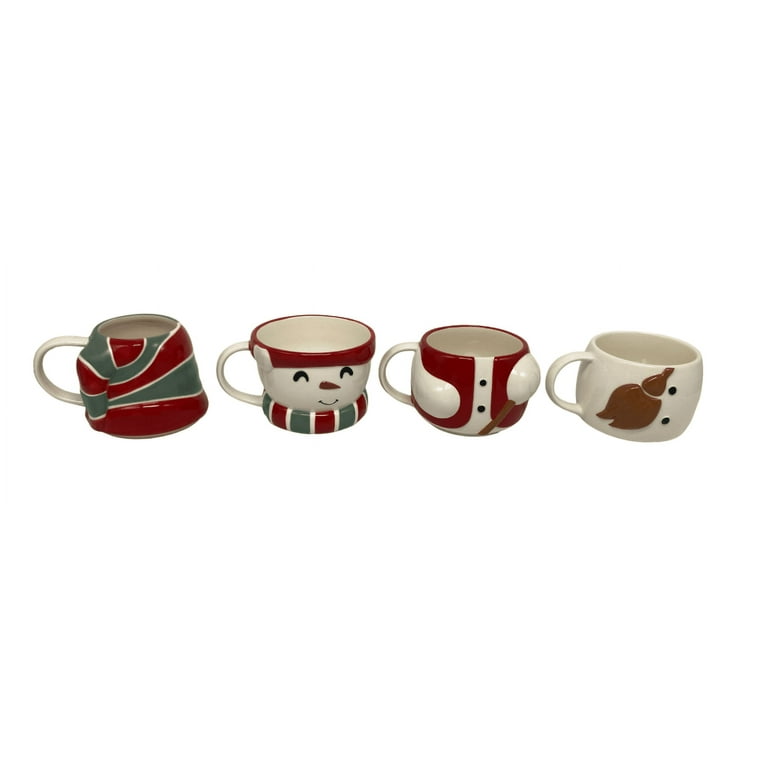 Holiday Time 4-Piece 12oz Snowman Glazed Stoneware Ceramic Holiday Time 4-Piece 12oz Snowman Glazed Stoneware Ceramic