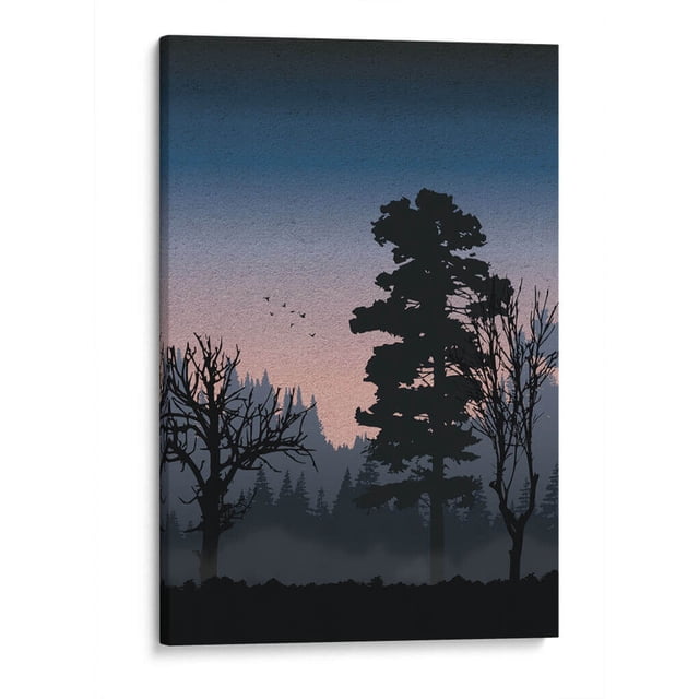 Cuadro decorativo - Forest at night, Grau Project 40x60 Canvas Lab Botánica, Ilustraciones, Paisajes, Naturaleza, Animales y naturaleza, Árboles, Bosques,
