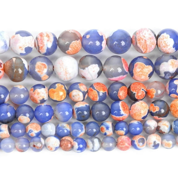 EOEMY Natural Stone Orange Fire Dragon Veins Agates Round Beads For Jewelry Making-H8610-6mm 60-62Pcs