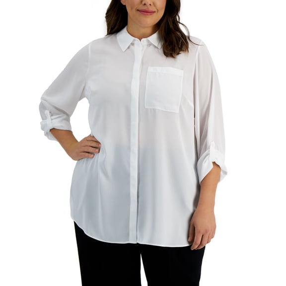 Alfani Plus Size Utility Tunic Bright White 1X