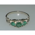 thumbnail image 5 of LBG British Made 10k White Gold Natural Emerald Womens Trilogy Ring - 33 size options - Sizes 4 to 12 Available, 5 of 6