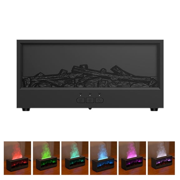 Fireplace Flame Air Diffuser Humidifier,7 Colors Aromatherapy Essential Oil Diffuser,150ml Ultrasonic Cool Mist Humidifier with Remote,3 Gears Timer Shutdown for Home, Bedroom, Office,Yoga (Black)