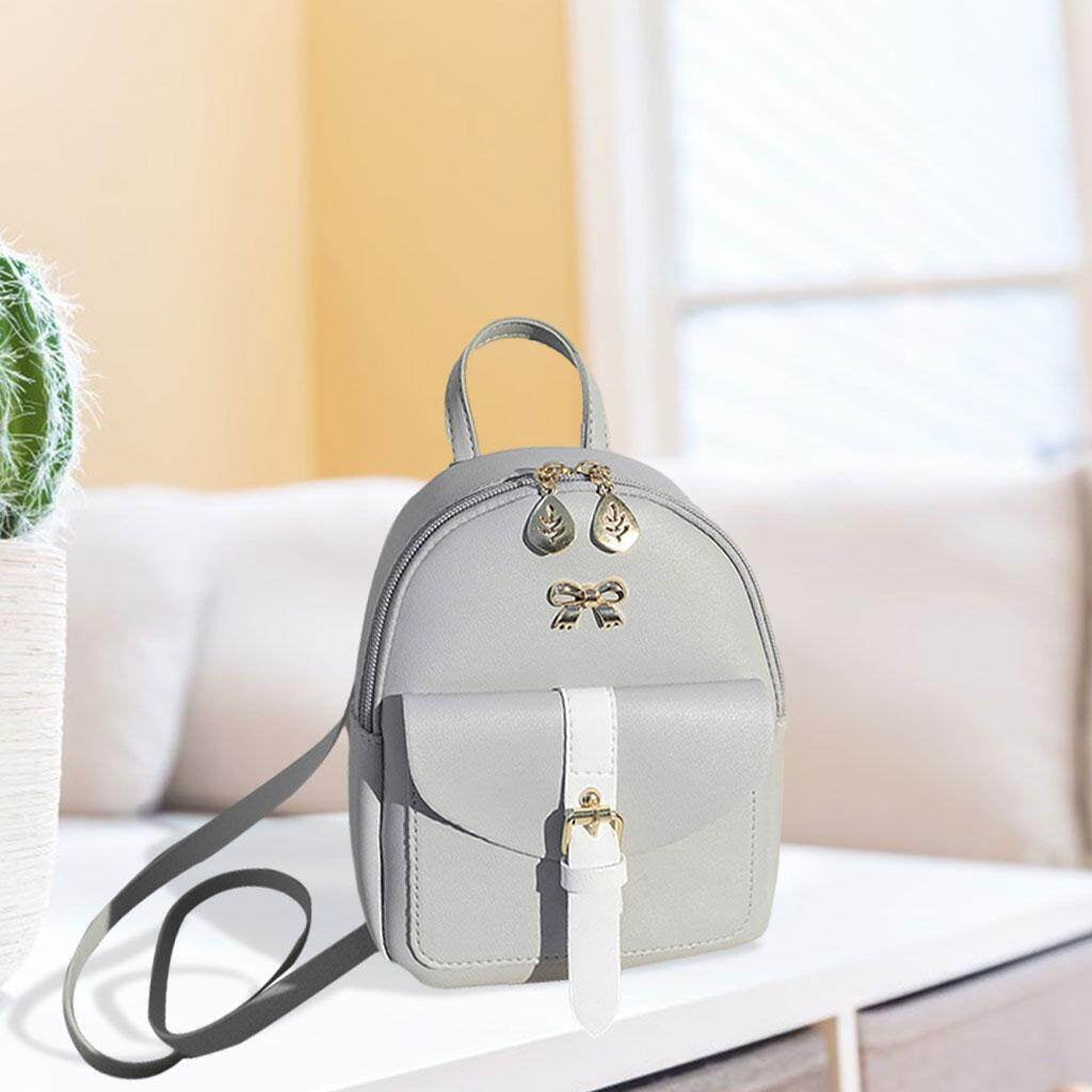 Mini Backpack Women PU Leather Shoulder Bag Rucksack Mini Shoulder Bag Girls Small Backpack for Travel Gray Walmart