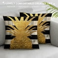 thumbnail image 3 of Fenyluxe Throw Pillow Covers Golden Pineapple Black and White Background Decorative Pillow Case Summer Style Tropical Fruit Pillow Cover Outdoor Decor for Sofa 20x20in, 3 of 5