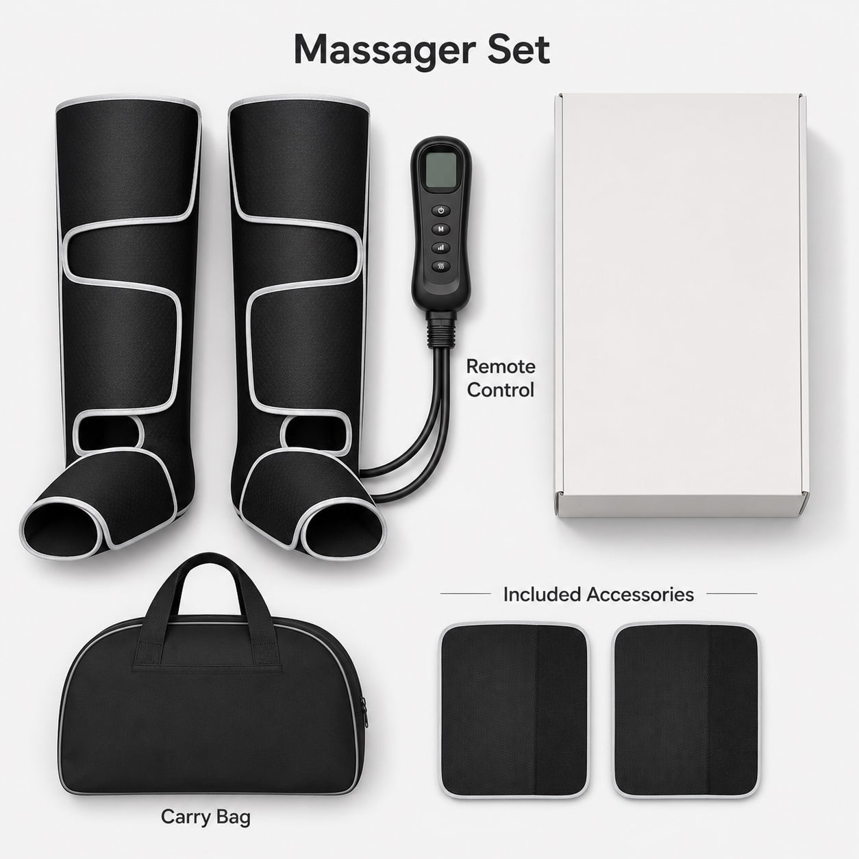 Heated Leg and Foot Massager with Air Compression, Adjustable Wraparound Calf and Foot Massage Boots with Handheld Controller and Carry Bag for Home Relaxation