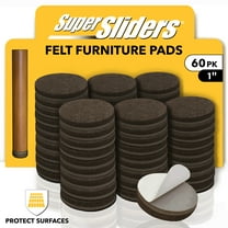 Super Sliders 1-Inch Round Self-Stick Felt Furniture Pads for Hardwood, Brown, 60 Pack