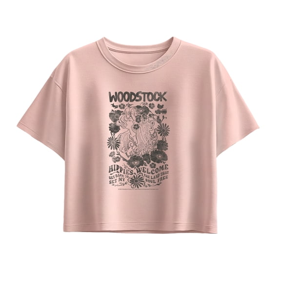 Woodstock - Woodstock Hippie Girls' Short Sleeve Boxy Graphic T-Shirt