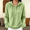 thumbnail image 2 of Sewkxo Womens Hooded Sweater Fashion Button Long Sleeve Wool Soft Pullover Knitted Top,Green XL, 2 of 5