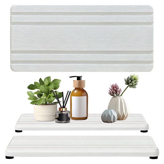 Kabuer Water Absorbent Diatomite Coaster with Grooves for Hand Soap, Cup, and Cosmetic Bottle, 2 Pcs