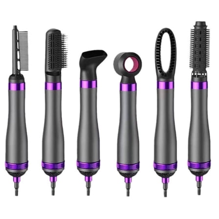 6 in 1 Hair Dryer Brush,Detachable Multi-Head Blow Dryer, 57℃ No Heat Damage Hair Volumizer,One-Step Hot Air Brush for Straightening,Curling,Drying,Multifunctional Hair Dryer Styling Tool