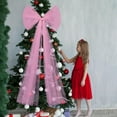 thumbnail image 6 of EP 49 Inches Christmas Tree Topper Bow Large Fluffy Tulle Christmas Bow for Car Giant Wreath Wall Decor with Long Streamers for Xmas Home Wedding Car Holiday Decor Supplies(Pink), 6 of 7
