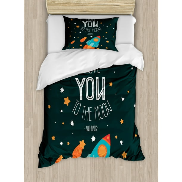 I Love You Duvet Cover Set Rocket On The Road Of Space