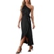 thumbnail image 4 of INSPIRE CHIC Vestido de cóctel de satén sin mangas con un solo hombro, con cinturón y abertura con volantes en negro M, 4 of 6