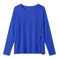 thumbnail image 5 of TAGOLD Womens Blouses & Shirts Solid Color Crew Neck Split Long Sleeve Loose Casual Sunscreen Top, 5 of 5