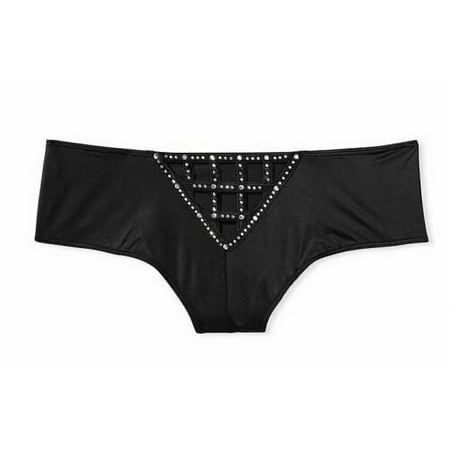 Victoria s Secret Very Sexy Subtle Shine Cage Back Cheeky Panty Rhinestone Black Size Medium NWT
