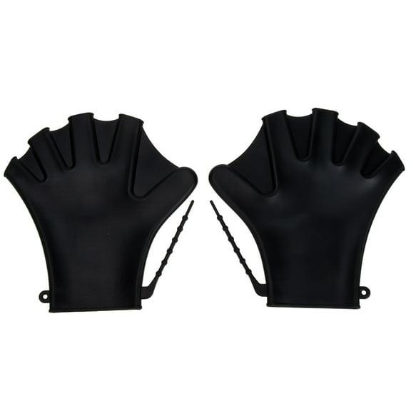Viveous Webbed Swim Silicone Swimming Hand Fins Diving Supplies Unisex Black