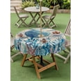 thumbnail image 4 of Outdoor Tablecloth with Umbrella Hole for Patio/Picnic/Party/Camping, Teal Sea Turtle Waterproof Table Cloth Round Cover Washable, Coastal Summer Beach Coral Seaweed Vintage (Dia 54"), 4 of 8