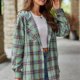 thumbnail image 1 of Camisa Con Capucha Informal A Cuadros Para Mujer, Manga Larga Con Capucha, 1 of 7
