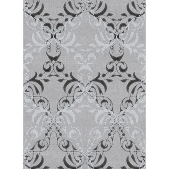Concord Wallcoverings Textured Wallpaper damask Featuring ornaments, grey white black, 21 In x 33 Ft (56 sq. ft), 5974-38