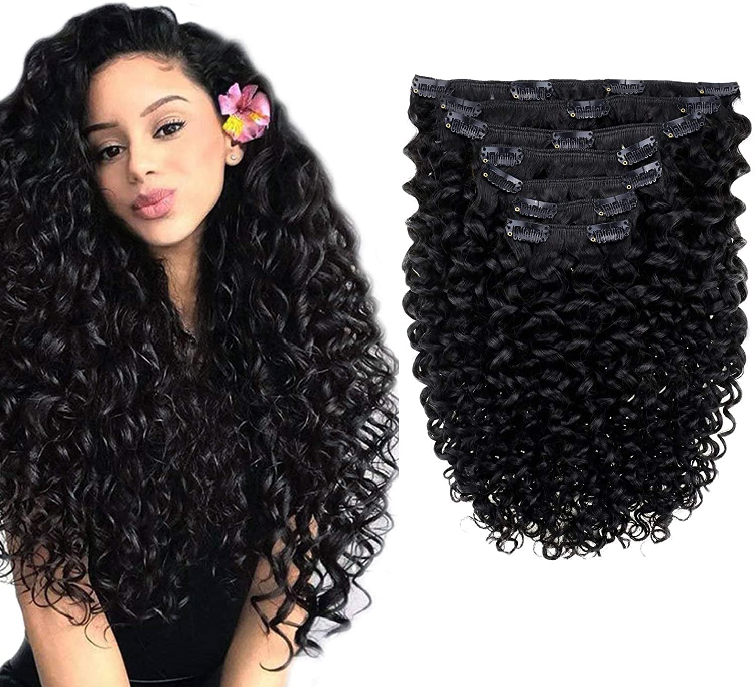 Honbon Stylish Natural Curly Wig Step Cutting Casual Hair Extension in  Plastic Clutcher Black Pack of