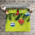 thumbnail image 3 of Ambesonne Christmas Quilted Bedspread Set 3 Pcs, Hanging Ornaments, King Size, Multicolor, 3 of 3