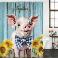 thumbnail image 2 of Cute Pig Shower Curtain, Waterproof Shower Curtains for Bathroom, Yellow Sunflowers Blue Wooden Vintage Art Washable Fabric Bathtub Curtain Set Bath Decor with 12 Hooks Stall 36"x72", 2 of 8