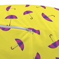 thumbnail image 3 of Umbrella Pouf Cover with Zipper, Print of Colored Rain Accessory Patterns Along Retro Design Seasonal Art, Soft Decorative Fabric Unstuffed Case, 30" W X 17.3" L, Yellow and Violet, by Ambesonne, 3 of 5