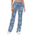 thumbnail image 2 of White Snowflakes Blue Winter Design for Women Casual Lightweight Straight Leg Pants Comfy Women's Trousers, 2 of 8