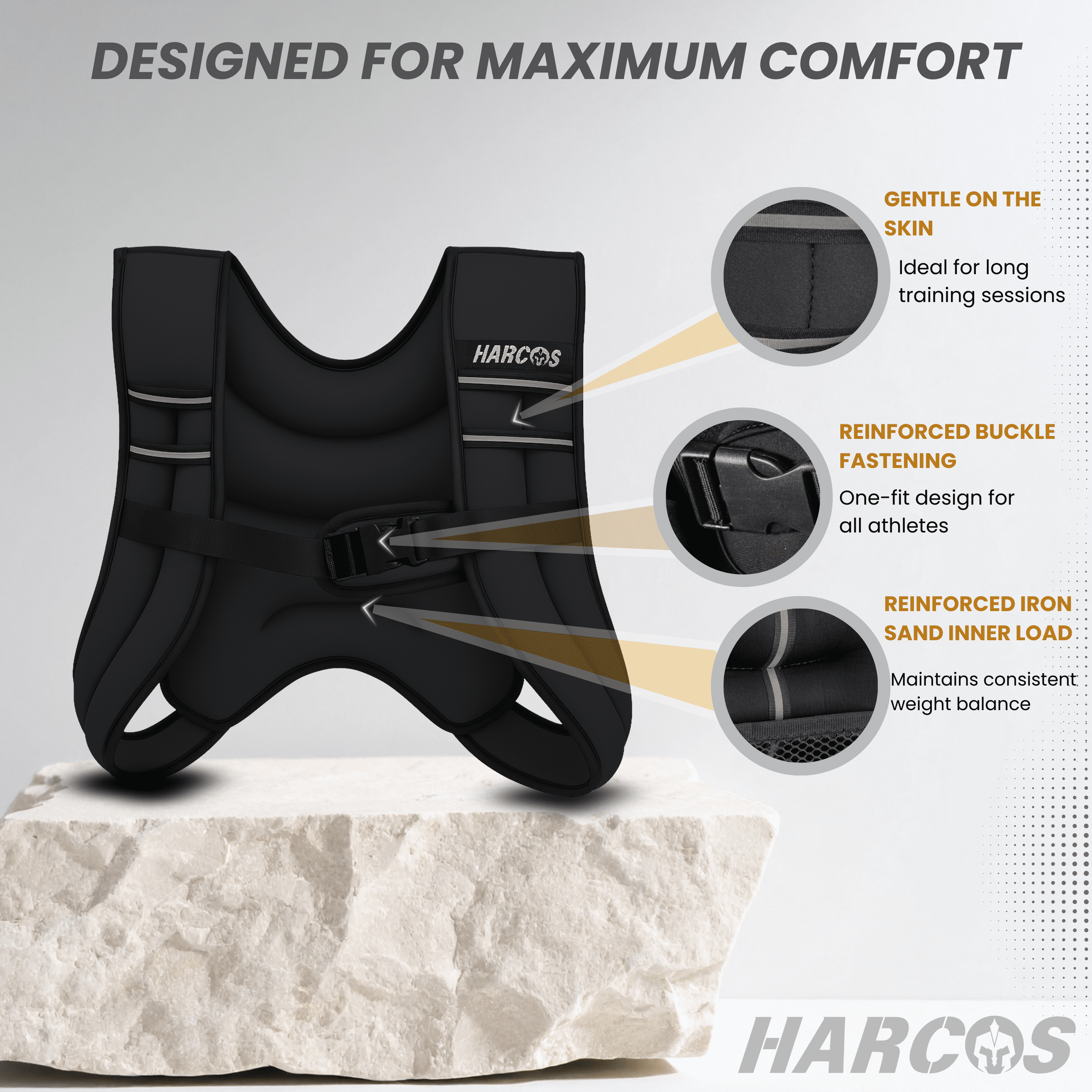 HARCOS Weighted Vest, 6lbs Weight Vest with Reflective Stripe for Workout, Strength Training, Running, Fitness, Muscle Building, Weight Loss, Weightlifting
