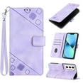 thumbnail image 1 of Tarise Phone Case for Samsung Galaxy S23+ 5G, Premium PU Leather Card Holder Wrist Strap Magnetic Closure Flip Stand Function TPU Interior Book Cover for Samsung S23 Plus 5G Wallet Case, Purple, 1 of 7