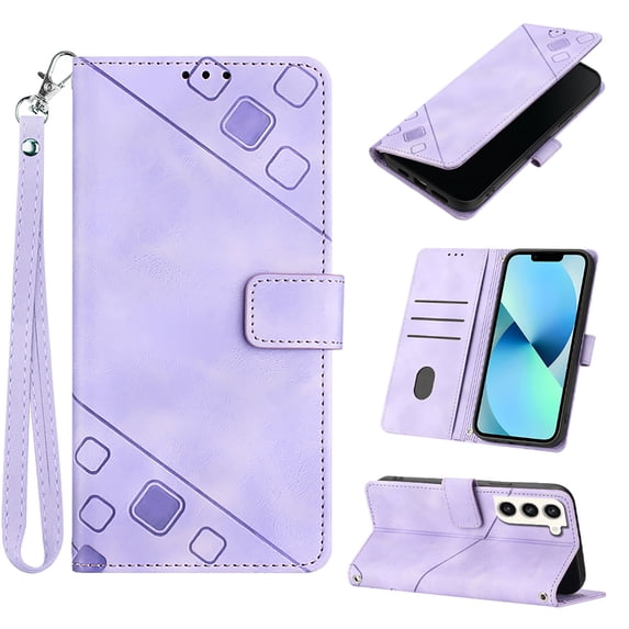 Tarise Phone Case for Samsung Galaxy S23+ 5G, Premium PU Leather Card Holder Wrist Strap Magnetic Closure Flip Stand Function TPU Interior Book Cover for Samsung S23 Plus 5G Wallet Case, Purple