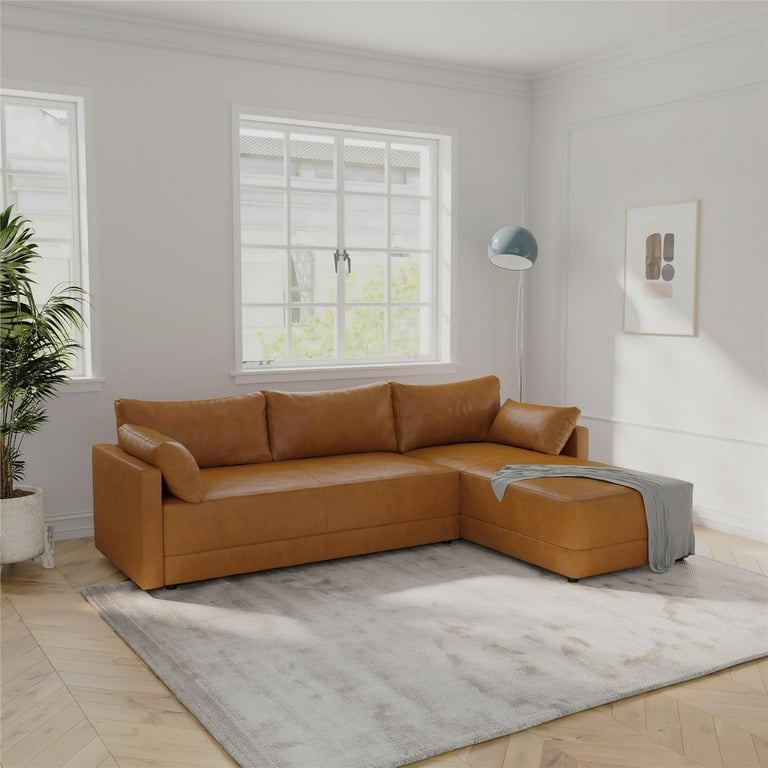 Camel faux leather sectional deals