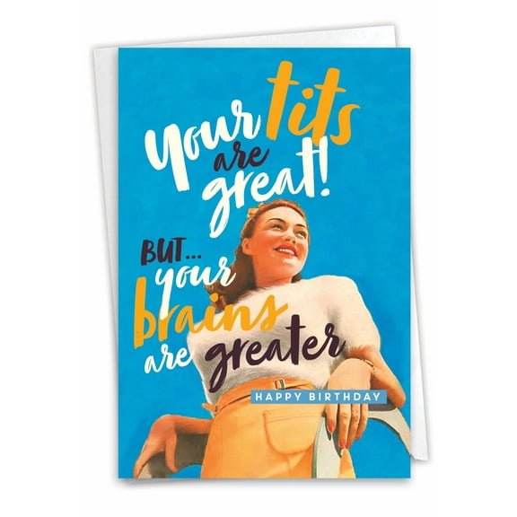 1 Funny Birthday Card with Envelope - Brains Are Greater C6675BDG