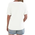 thumbnail image 5 of Short Sleeve Summer V Neck Women Solid Casual Tee Shirt with Pocket, 5 of 6