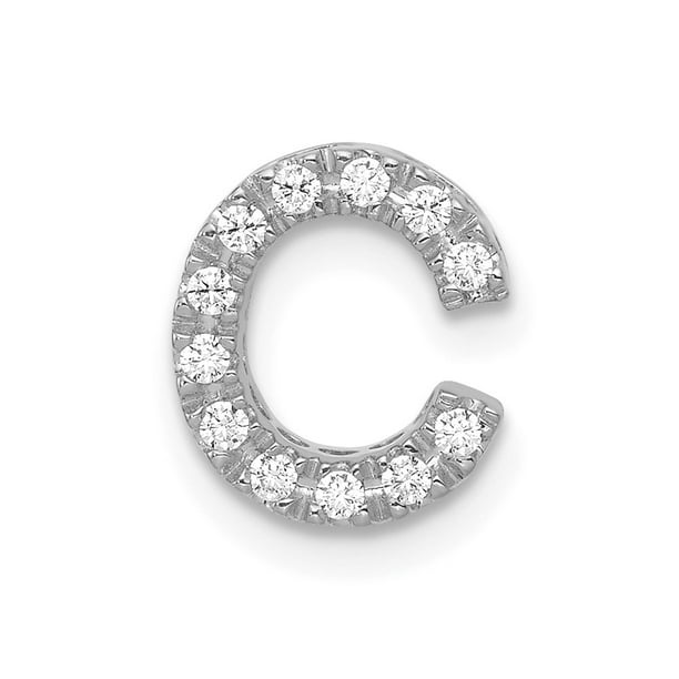 AA Jewels - Solid 14k White Gold Diamond Initial Letter C Alphabet ...