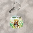 thumbnail image 2 of Basset Hound Hello Spring Time Flower Floral Nature Acrylic Keychain Bassets Dog Breed Lovers Gifts Idea Collar Charm Tag Keyring - 02031, 2 of 5