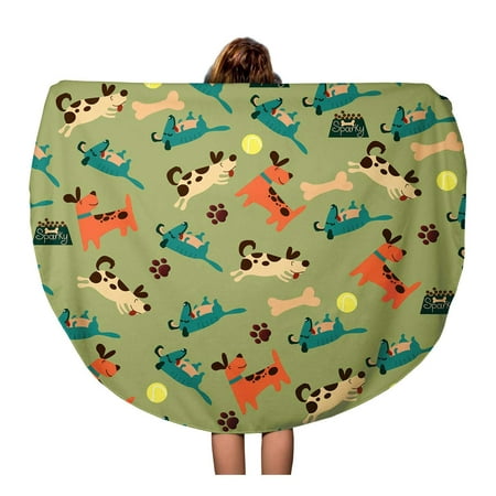 SIDONKU 60 inch Round Beach Towel Blanket Brown Pattern High Original Cute Dog Puppy Best Friend Travel Circle Circular Towels Mat Tapestry Beach (Best High End Towels)
