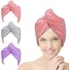 thumbnail image 1 of ZHAOCHENG Toalla para el cabello, 3 toallas para secar el cabello, toalla de microfibra súper absorbente para turbante para el cabello con diseño de botones, cabello seco rápido para mujeres (rosa, mo, 1 of 5