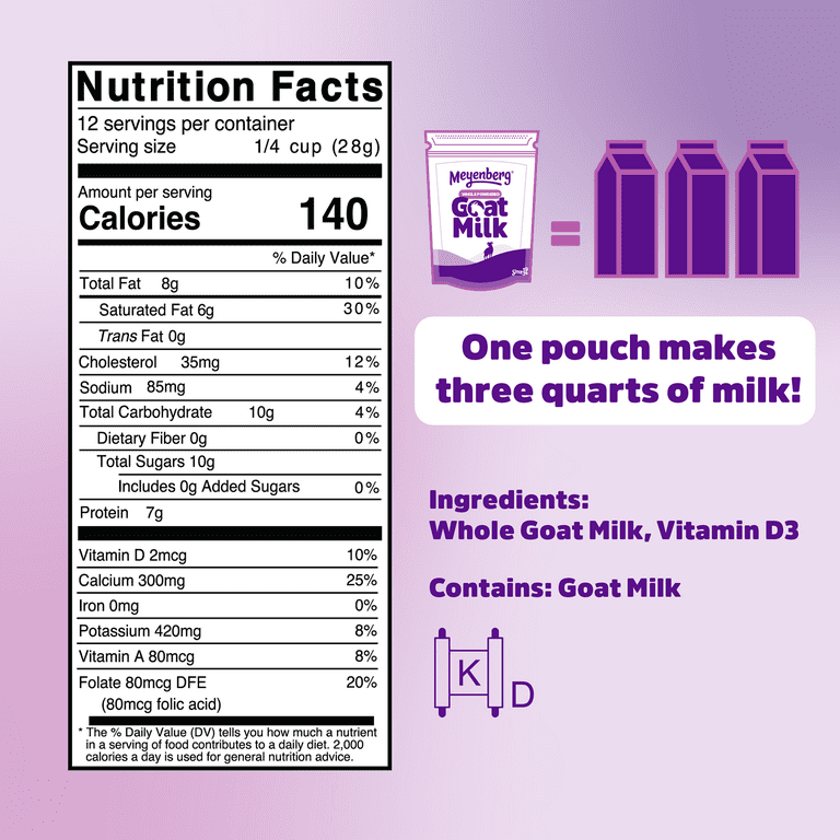 Meyenberg Goat Milk Whole Powdered Goat Milk, 12 oz (340 g