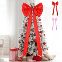 Christmas Tree Hangings Skegnu 180cm Extra Large Red Bow Christmas Tree Topper Red Ribbon Satin Bow With Long Streamers for Home Holiday Decoration Red 180cm Chritmas Decor