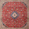 thumbnail image 1 of Ahgly Company Indoor Square Traditional Camel Brown Persian Area Rugs, 7' Square, 1 of 6